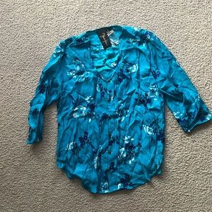 Silk floral blue green Yumi Kim Blouse Small